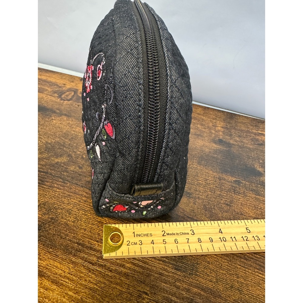 NEW Vera Bradley Iconic Cosmetic Makeup Case Diamond Quilted Floral Embroidered - Picture 8 of 13
